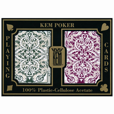 KEM Playing Cards Jacquard Burgundy and Green by USPCC