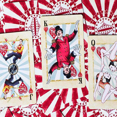 Limited Edition Circus Nostalgic Red Gilded Playing Cards