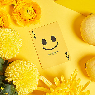 Keep Smiling Yellow V2 Playing Cards