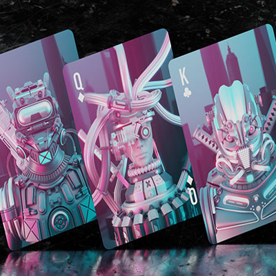 Gilded Fushia Bicycle Cybershock Playing Cards