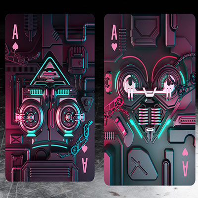 Gilded Fushia Bicycle Cybershock Playing Cards