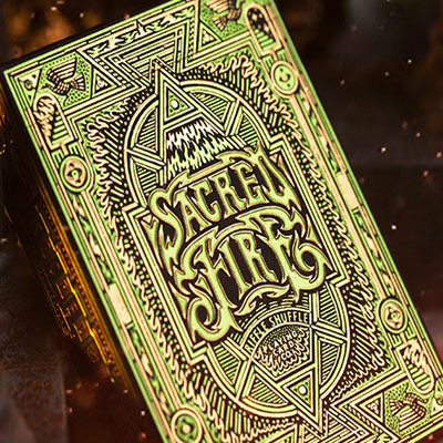 Sacred Fire (Emerald Flare) Playing Cards by Riffle Shuffle