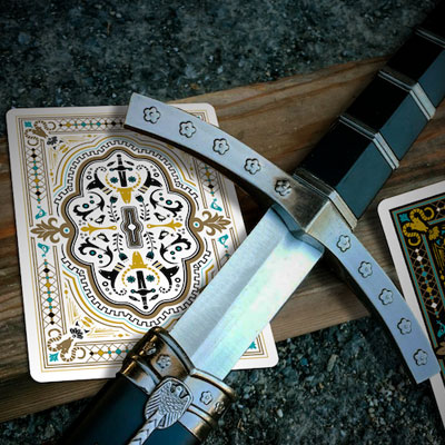 Secret Tale White Knight Blue Gilded Playing Cards