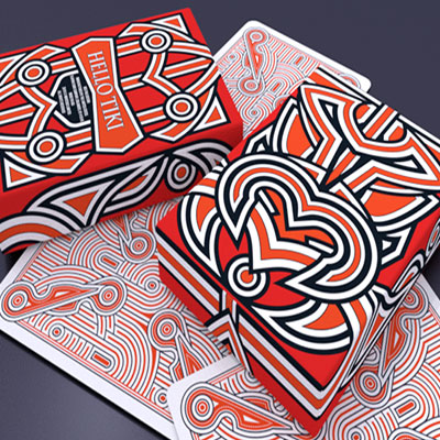 Hello Tiki (Red) Playing Cards by Montenzi