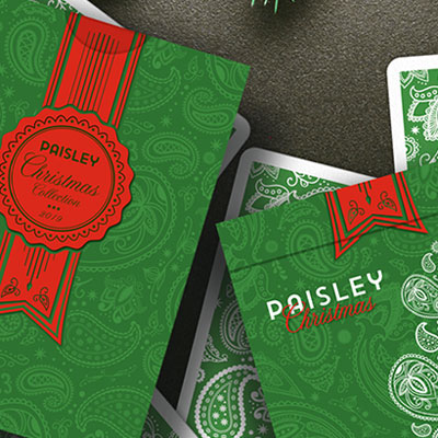 Paisley Metallic Green Christmas Playing Cards