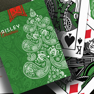 Paisley Metallic Green Christmas Playing Cards