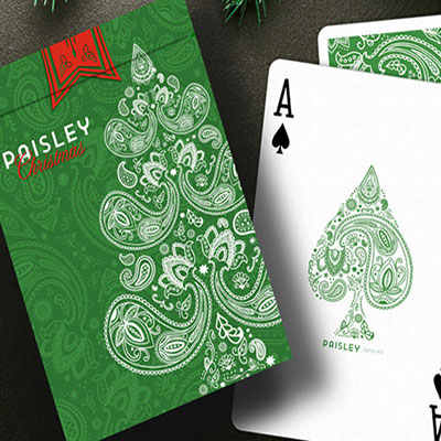 Paisley Metallic Green Christmas Playing Cards