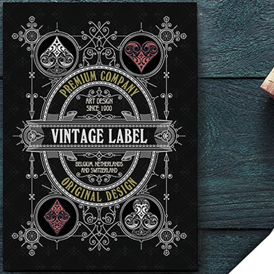 Vintage Label Playing Cards (Premier Edition Black) by Craig Maidment