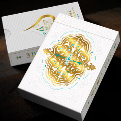 Secret Tale White Knight Blue Gilded Playing Cards