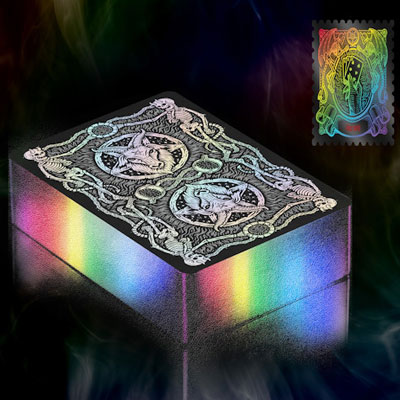 666 Reverse Holo Dark Reserve Playing Cards (Rainbow Gilded Edition) by Riffle Shuffle